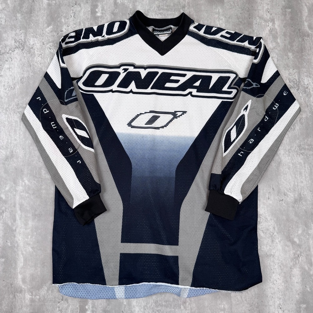 Vintage  O'Neal Motocross Jersey Mens Large Black White Long Sleeve Element 90s